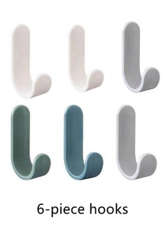 Buy 6-Piece Self Adhesive Hook Wall Hooks Multicolor 6.2x1.7 Centimeter in UAE