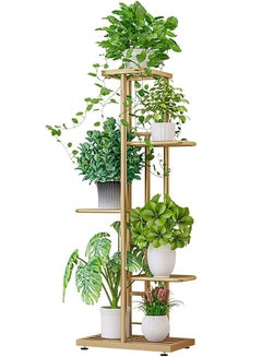 Buy Golden Plant Stand, 5-tier Plant Pot Holder Shelves, Metal Planter Display Rack, Indoor Outdoor Flower Shelf for Balcony, Patio, Garden, Corner Living Room Study 43x22x98cm in UAE