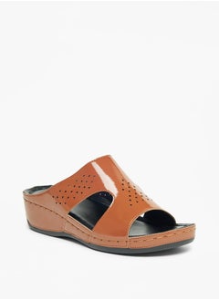 Buy Solid Slip-On Sandals with Wedge Heels in Saudi Arabia