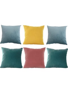 Buy Throw Pillow Cover 45 X 45 cm Square Decorative Pillowcase Cushion Protector with Zipper for Couch Sofa Living Room Bedroom Car Home Decor（Set of 6, NO Insert） in UAE