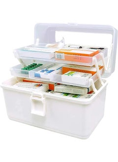 Buy Plastic Medical Storage Containers Medicine Box,Child Proof Medicine Box,Organizer Home Family Emergencies First Aid Kit Pill Case 3-Tier with Compartments and Handle in UAE