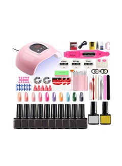 Buy COOLBABY Gel Nail Polish Kit with UV Light 54W Nail Lamp 10 Colors Nuetral Pink Glitter Gel Nail Polish Kit Grinding Machine Nail Polish Tool Set Manicure Tools in UAE