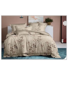 Buy 6-Pieces Glace Cotton Printed Fancy Comforters Set Fixed duvet, fitted bedsheets and pillowcase King Size F06 in UAE