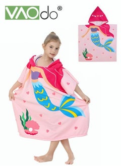 اشتري Kids Bath Towel for 1-6 Years Toddler Kids Hooded Towel Microfiber Bath Towel Super Soft Robe Poncho Bathrobe Girls Swimming Beach Holiday Water Playing Girls Beach Pool Bath Swim Coverups (1Pcs) في الامارات