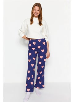 Buy Navy Blue 100% Cotton Heart Pattern Knitted Pajama Bottoms THMAW24PJ00003 in Egypt