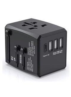 اشتري Universal Travel Adapter Worldwide, International Travel Plug Adapter With One type C and 3 USB port Travel Adaptor All in One Universal Charger Power Adapter for European EU US UK AUS في السعودية