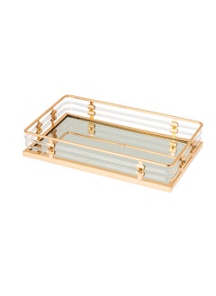 Buy A Golden Metal Tray with a Mirror Floor and an Elegant Design in Saudi Arabia