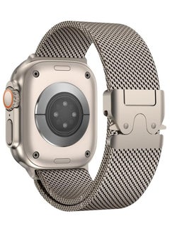 Buy for Apple Watch Metal Bands Ultra 2 49mm 46mm Series 10, 1:1 Stainless Steel Mesh Loop with Parachute-style Metal Buckle for Apple Watch Series 7 8 9 45mm Series 6 5 4 44mm, Titanium in UAE