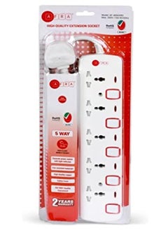 Buy 5-Way Universal Power Strip with Surge Protection, 5 Outlets and 3M Cord in UAE