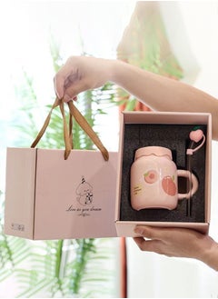 Buy Ceramic Coffee Mug,Cute Creative Mug Design,Milk Mug with Spoon,Suitable for Office and Home in UAE