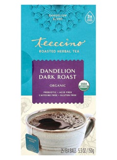 Buy Organic Roasted Herbal Tea Dandelion Dark Roast Caffeine Free 25 Tea Bags 5.3 oz (150 g) in UAE