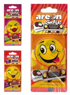 Buy Smile 3 Pcs Hanging Paper Card Air Freshener, Coconut, Apple & Cinnamon, No Smoking in UAE