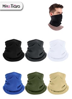 اشتري Outdoor Face Mask Neck Gaiter Headband Tube Bandana Ice Silk Viscose Fiber Elastic Scarf Sunscreen Balaclava Wicking Face Mask Dust Sun UV Protection Fishing Hiking Set of 6 في الامارات