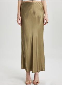 اشتري A Cut Satin Normal Waist Midi Skirt في الامارات