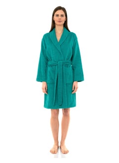 Buy Peacock Green Colour Unisex  Bathrobe XXXL Size Plush And Absorbent Cloth in UAE