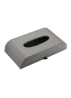 Buy Car Tissue Box Holder, PU Leather Napkin Cover, Paper Tissue Dispenser for Visor & Backseat, Vehicle Accessories Grey in UAE