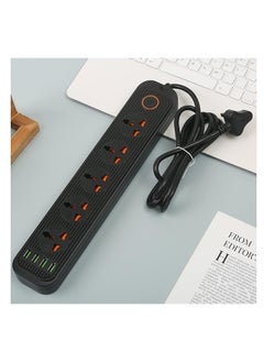 Buy Power strip surge protector with usb extension cord flat plug with wide 5 ac outlet and 4 usb slots, small desktop station with 6 ft power cord, compact socket in UAE