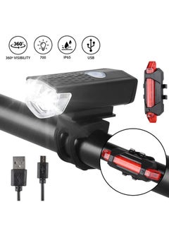 Buy Bicycle USB Rechargeable Light Set Waterproof LED Outdoor Cycling Front Rear Light in UAE