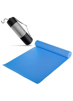 اشتري PVC Yoga Exercise Mat With Carrying Bag 6MM Thick x173cm Lx61cm W, Blue Sky في مصر