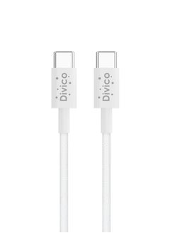 اشتري DIVICO Type C Cable 1M, PD Fast charge Cable Type C to Type C for iPhone, Samsung, Huawei P60, Etc white Nylon في الامارات