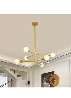 Buy Modern Chandeliers for Dining Room Ceiling Light Fixture Black and Gold Chandelier 6 Light Sputnik Chandeliers Mid Century Pendant Light for Living Room Kitchen Island Bedroom Foyer in Saudi Arabia