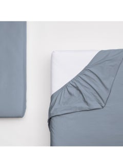 Buy 1-Piece Solid Fitted Sheet Sky Blue Single Double/Twin Queen Size Made With 100% Cotton in Saudi Arabia