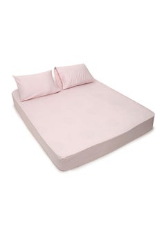 اشتري MEHALLA Fitted Sheet Set - Square Sateen  - Queen Rose في مصر