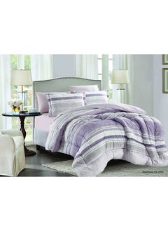 اشتري Best Quality 6 Piece King Size Comforter Set Microfiber Purple في الامارات