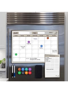 Buy Magnetic Dry Erase Refrigerator Calendar - Monthly, Weekly & Daily Calendar, To Do List and Grocery List - Fridge Whiteboard with Back Magnet (40x30cm & 14x21cm) in UAE