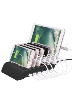 Buy Charging stand Charging Station 6 Ports USB Dock,Multi-Port Stand Desktop Organizer Multiple Devices Charger Compatible with for IPad/iPhone/Samsung/Tablet/Huawei and More in UAE