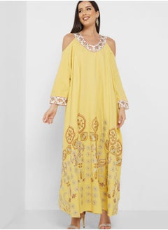 Buy Cold Shoulder Printed Dress in UAE