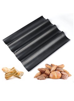 Buy Bread Pan Non-Stick Perforated French Baguette Mold for Baking Loaves French Bread Baking Tray Non-Stick Silicone French Bread Mould Baking Molds Pan 4 Loaves in Saudi Arabia
