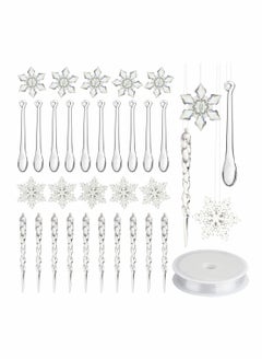 Buy Acrylic Crystal Decorations Set, 40pcs New Year Decorations Snowflake Icicle Ornaments with Crystal Line Clear Tree Decor Indoor for Home Wedding Festival Party in UAE