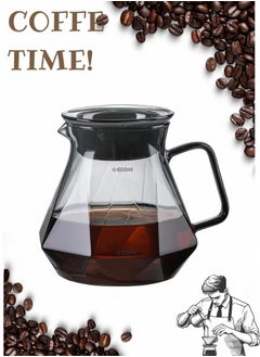 Buy V60 Range Server Glass 600ml Heat Resistant Glass Range Coffee Server | Pour Over Coffee Tea Server | Pot Carafe Hand Drip Coffee Jug Decanter |Transparent | Kettle Coffee Maker Teapot 600ml in Saudi Arabia