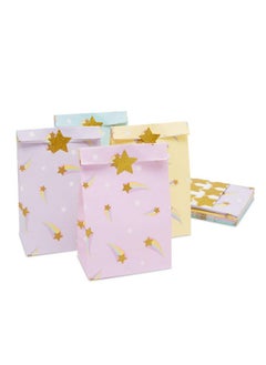 Buy 24 Pack Of Pastel Party Favor Bags With Gold Foil Star Stickers For Rainbow Birthday Party Supplies (4 Colors 8.5 In) in Saudi Arabia