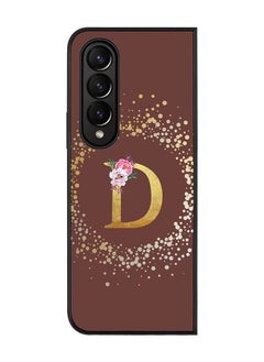 Buy Rugged Black edge case for Samsung Galaxy Z Fold4 Slim fit Soft Case Flexible Rubber Edges TPU Gel Thin Cover - Custom Monogram Initial Letter Floral Pattern Alphabet - D (Brown) in UAE