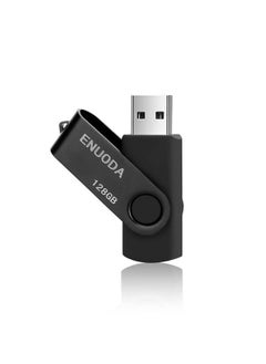 اشتري 128Gb Usb Flash Drive Enuoda Thumb Drive 128Gb Swivel Design Usb 2.0 Memory Stick High Capacity Jump Drive Pen Drive For Laptop Pc Computer (Black) في الامارات