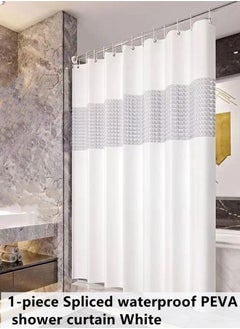 Buy 1-Piece Spliced Waterproof PEVA Shower Curtain White 180 x 180 Centimeter in UAE