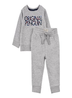 Buy Original Penguin Toddler Sweat and Jogger Set Grey in Saudi Arabia