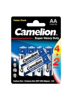 Buy Camelion AA Super Heavy Duty Zinc-Carbon Batteries - 4+2 Free Pack in Egypt