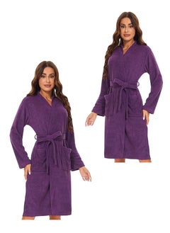 اشتري 2 Pieces Purple Colour Light Weight and Quick Drying  Bathrobe XXXXL Size في الامارات