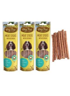 Buy Meat Sticks With Ostrich For Adult Dogs 3X45g in UAE