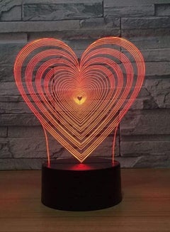 Buy 3D Illusion Multicolor Night Light Gifts Creative Heart Shape Touch Button USB Nightlight Unique Visualization Lighting Effects Art Sculpture Light in UAE