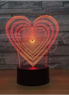 اشتري 3D Illusion Multicolor Night Light Gifts Creative Heart Shape Touch Button USB Nightlight Unique Visualization Lighting Effects Art Sculpture Light في الامارات