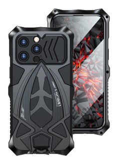 Buy Metal Case For IPhone 15 Pro Max With 1 Tempered Glass Screen Protector Military Aluminum Metal Shockproof Case Full Body Protection Heavy Duty Armor Hard Case in UAE