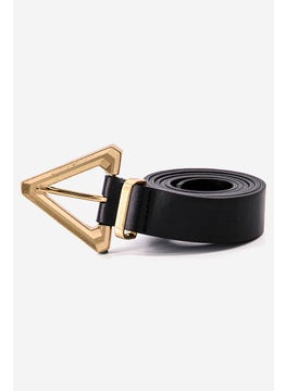 Buy Women Leather Buckle Belt, Black in Saudi Arabia