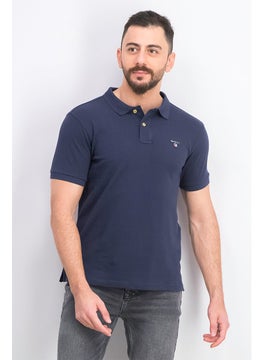 اشتري Men Regular Fit Embroidered Logo Short Sleeve Polo Shirt, Navy في الامارات