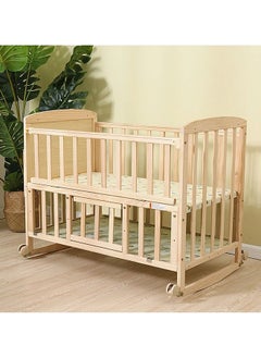 اشتري Attachable Baby Wooden Bed With Rocking Mosquito Net And Storage With 4 Wheels, 100 X 60 CM في السعودية