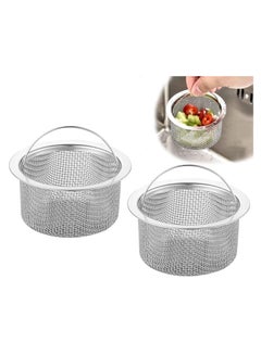 Buy Kitchen Sink Strainer with Handle Stainless Steel, Mesh Sink Drain Strainer with 7.5cm Diameter (2 Pack) in UAE