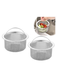 Buy Kitchen Sink Strainer with Handle Stainless Steel, Mesh Sink Drain Strainer with 7.5cm Diameter (2 Pack) in UAE